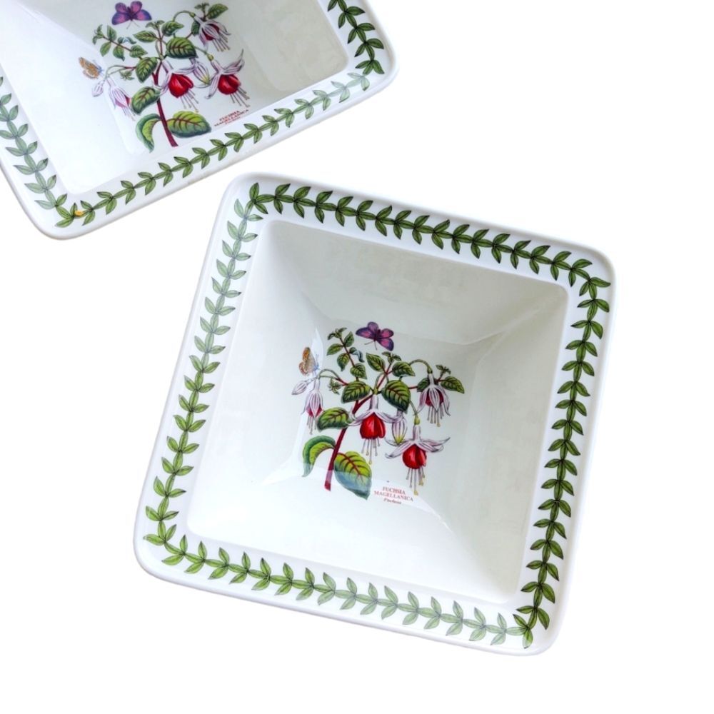 Portmeirion Botanic Garden Square Salad Serving Bowl Set of 2 8.5 In